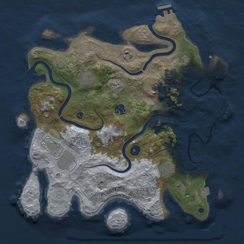 Rust Map: Procedural Map, Size: 3500, Seed: 2133111828, 13 Monuments