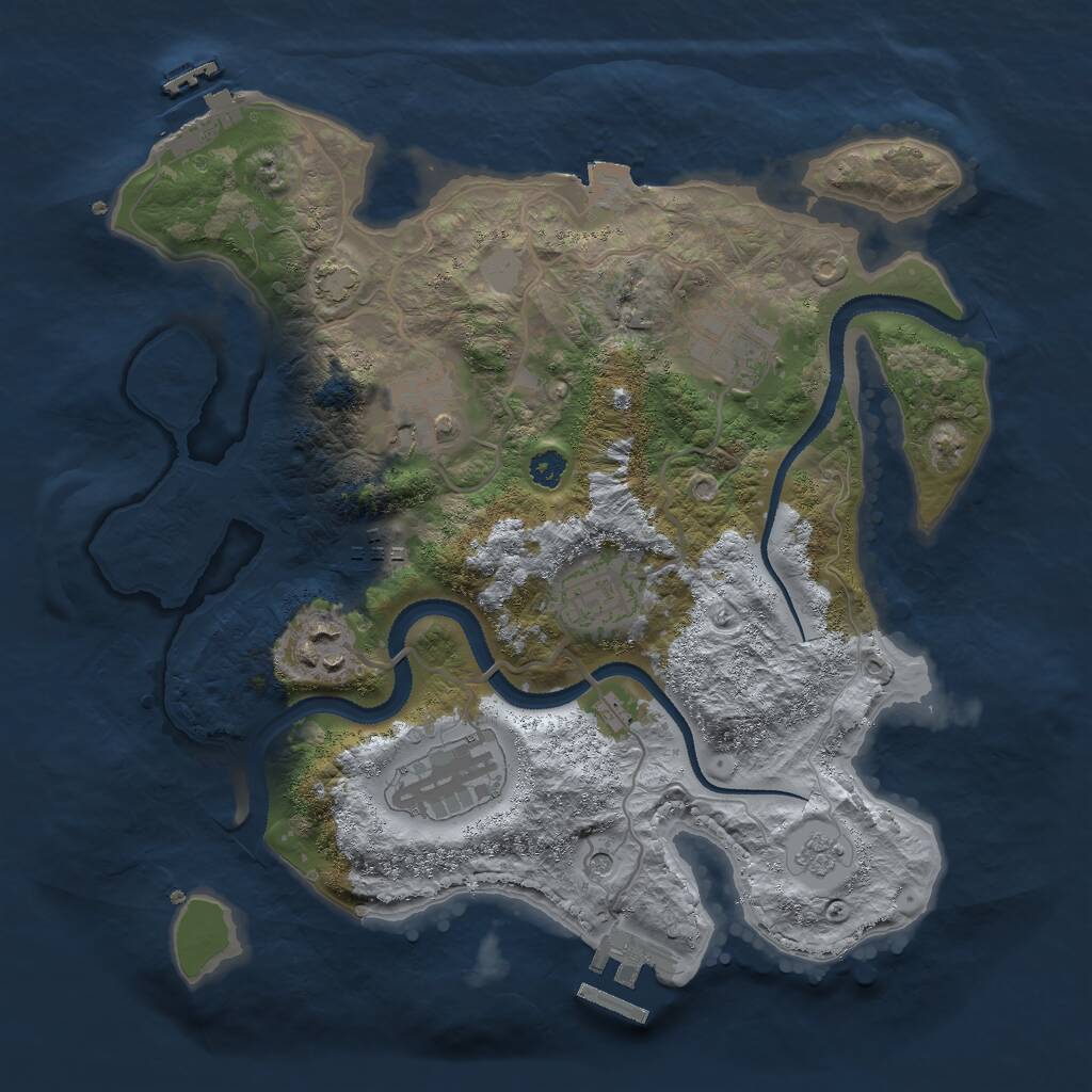 Rust Map: Procedural Map, Size: 3000, Seed: 1967892910, 12 Monuments