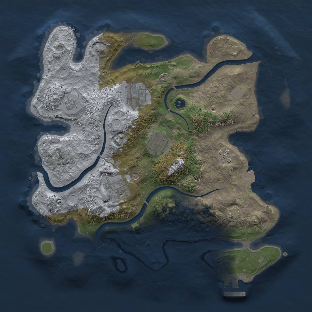 Rust Map: Procedural Map, Size: 3000, Seed: 95752, 9 Monuments