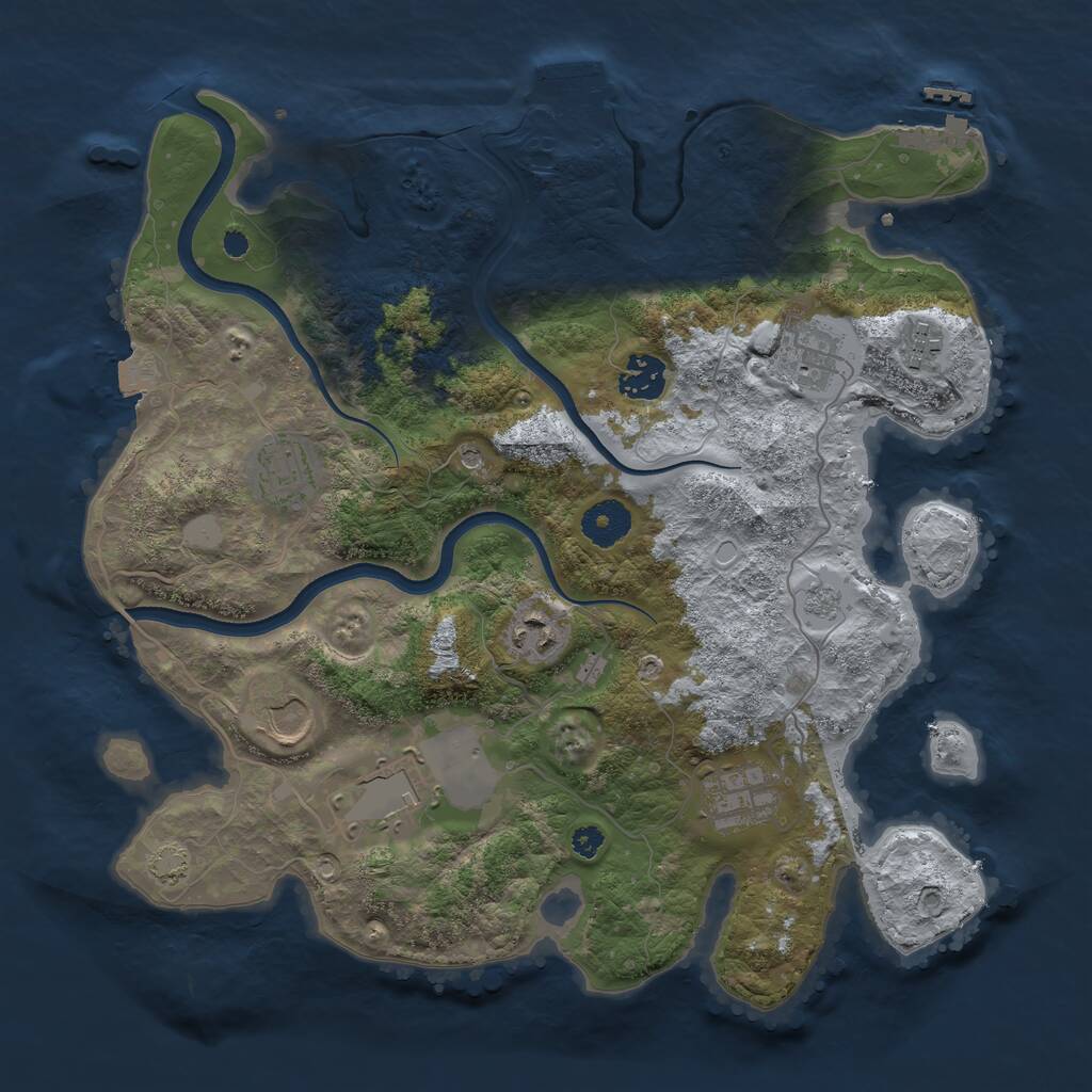 Rust Map: Procedural Map, Size: 3500, Seed: 1766126685, 14 Monuments