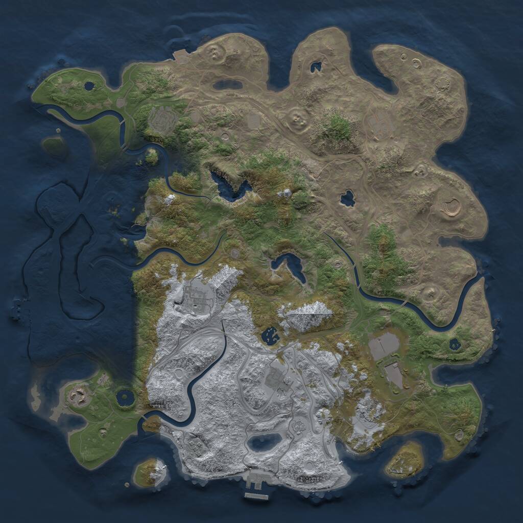 Rust Map: Procedural Map, Size: 4500, Seed: 1287396363, 16 Monuments