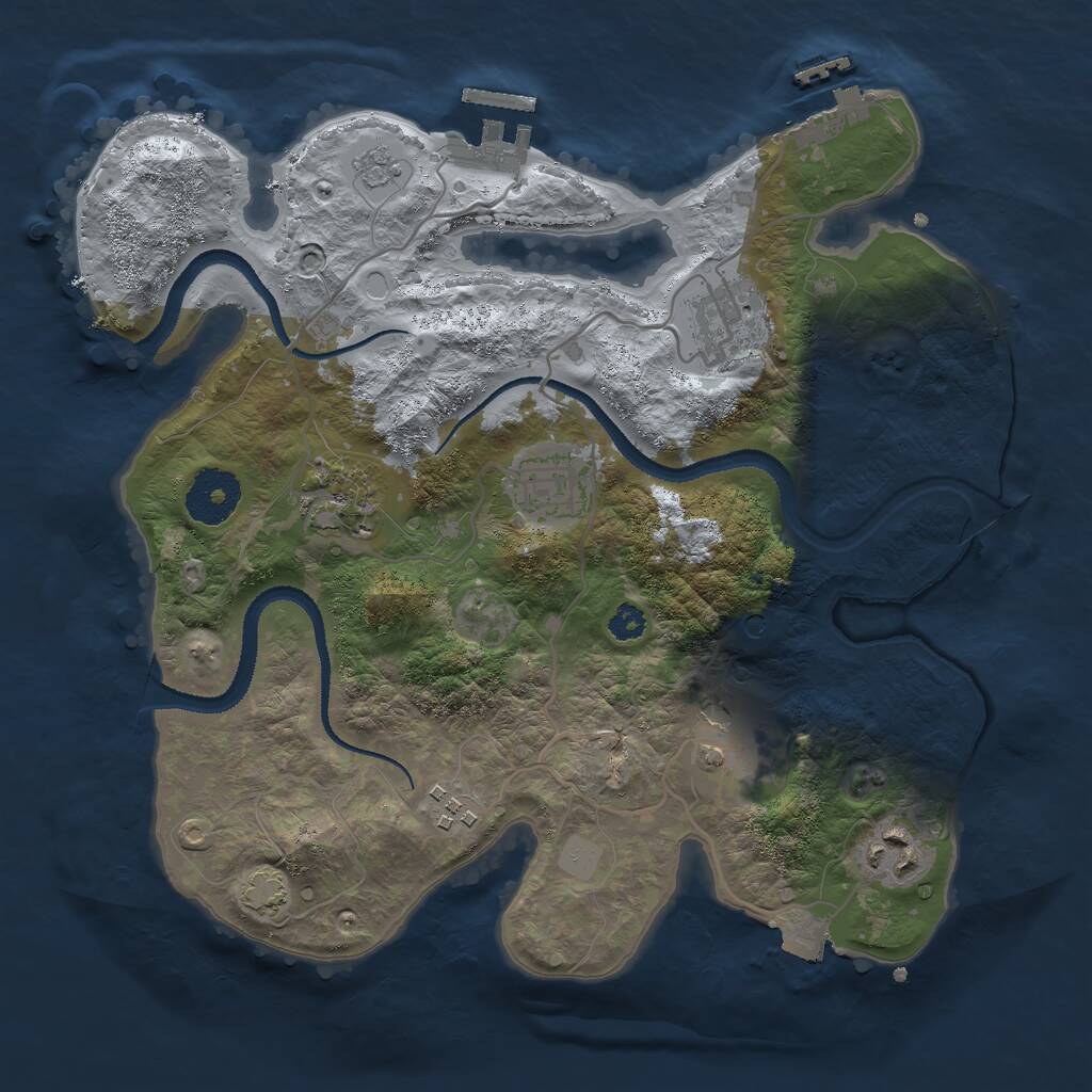 Rust Map: Procedural Map, Size: 3000, Seed: 52069, 12 Monuments