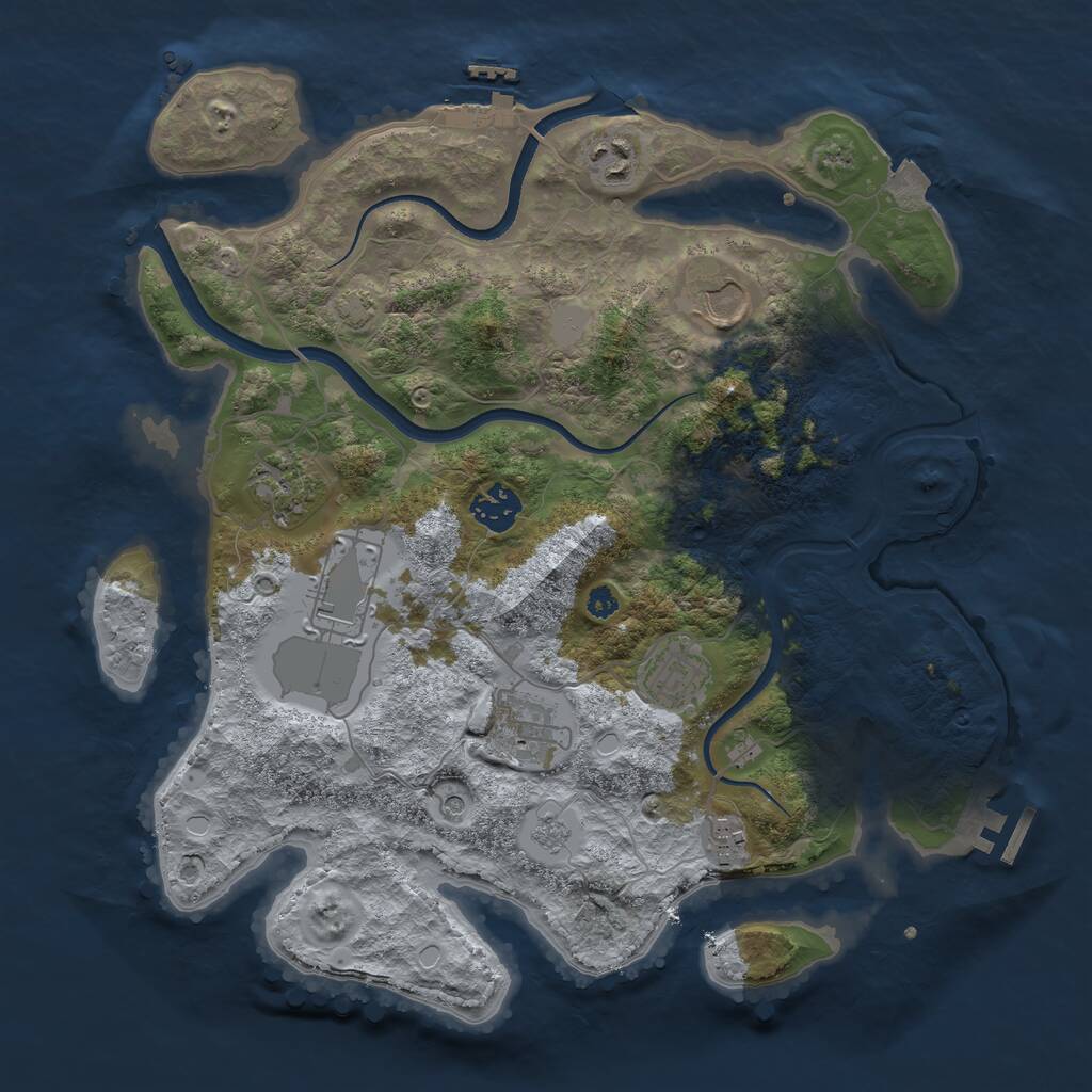 Rust Map: Procedural Map, Size: 3500, Seed: 1284050981, 14 Monuments