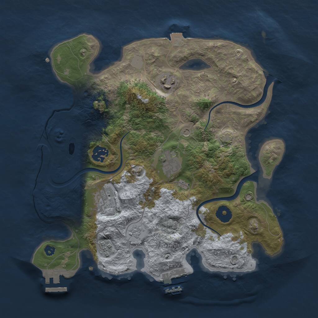Rust Map: Procedural Map, Size: 3000, Seed: 2055331077, 11 Monuments