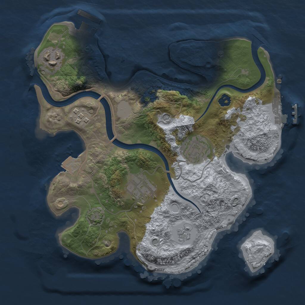 Rust Map: Procedural Map, Size: 2500, Seed: 1354035, 10 Monuments