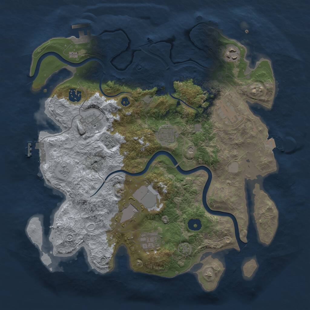 Rust Map: Procedural Map, Size: 3500, Seed: 701452997, 14 Monuments