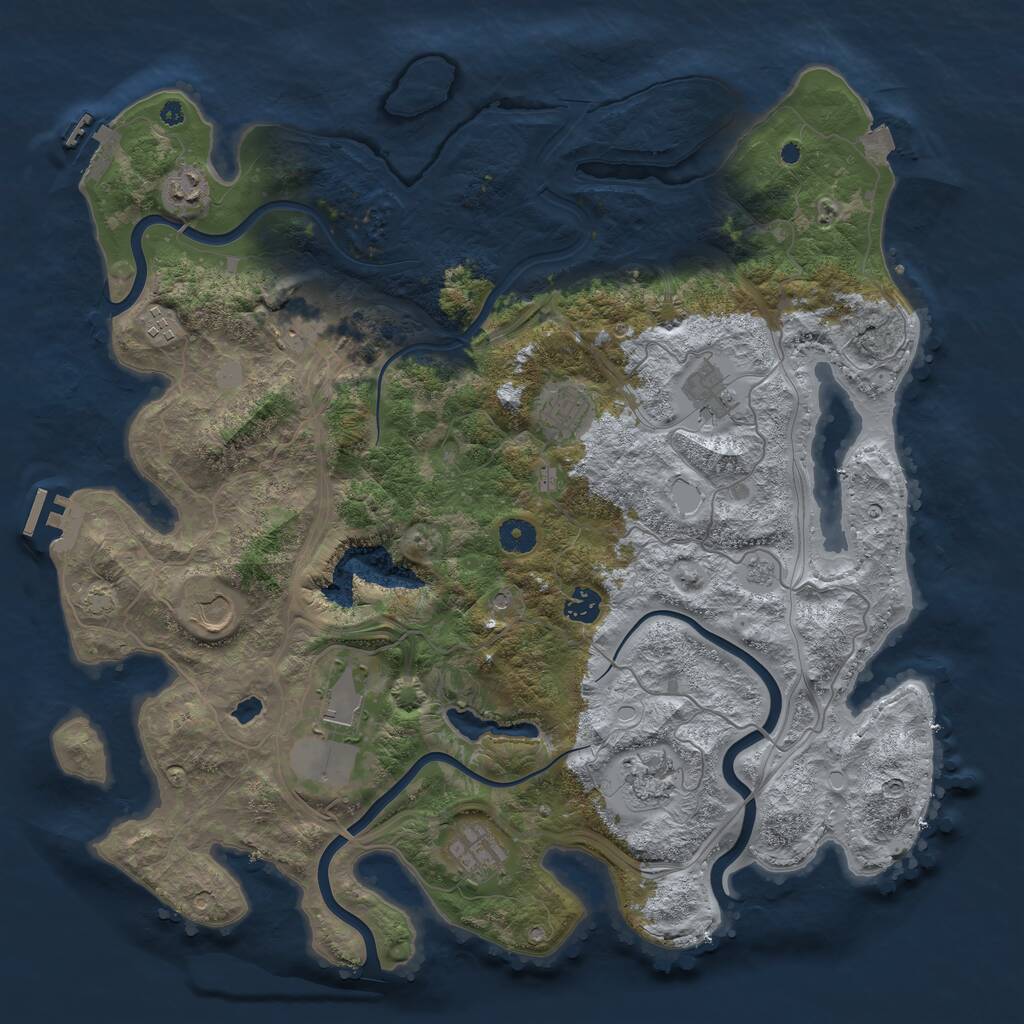 Rust Map: Procedural Map, Size: 4250, Seed: 222140573, 16 Monuments