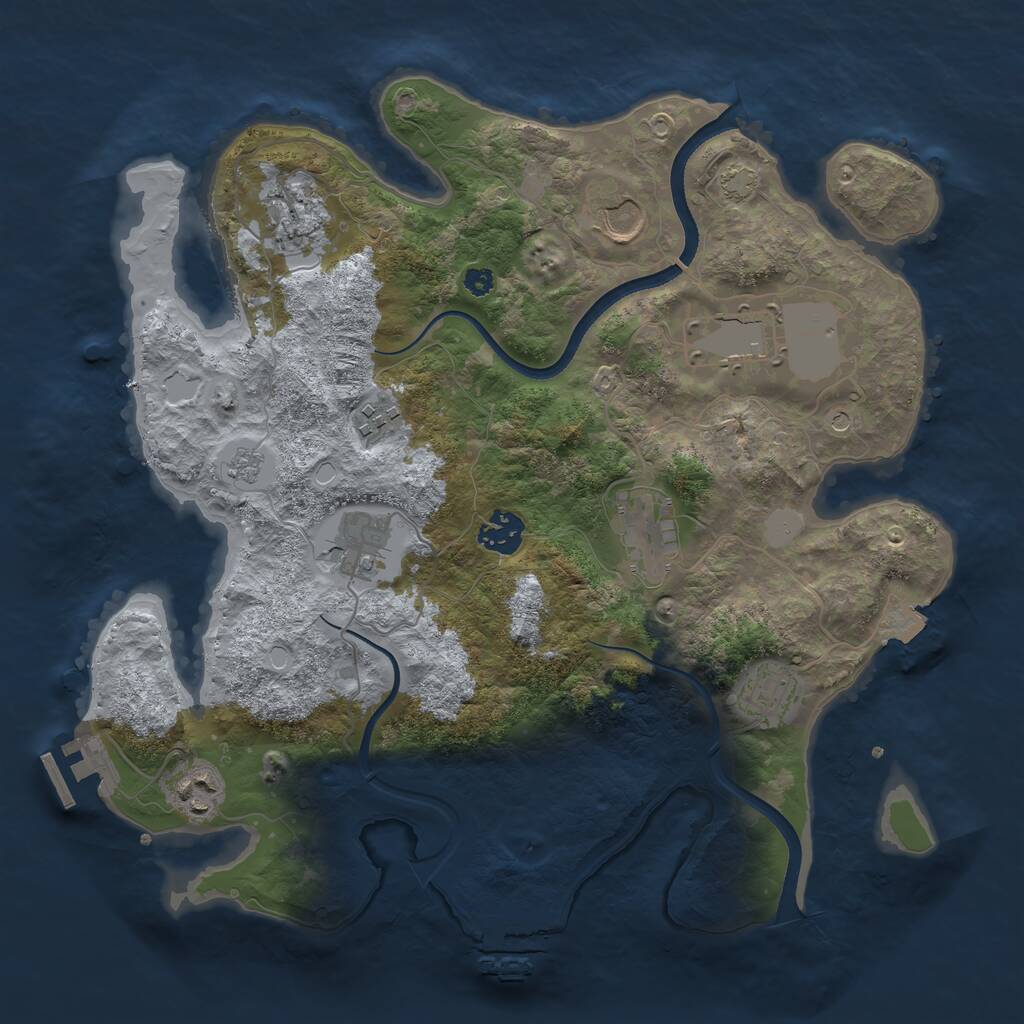 Rust Map: Procedural Map, Size: 3500, Seed: 1462792460, 15 Monuments