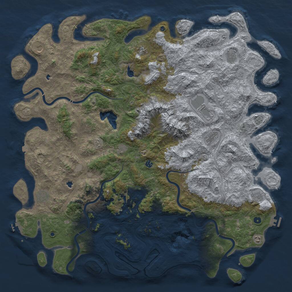Rust Map: Procedural Map, Size: 6000, Seed: 479348440, 17 Monuments