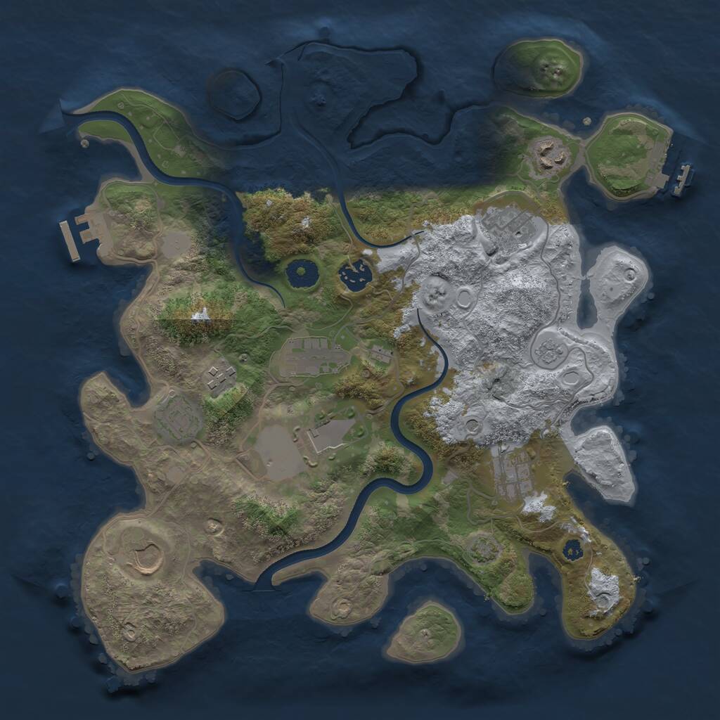 Rust Map: Procedural Map, Size: 3500, Seed: 678554, 15 Monuments