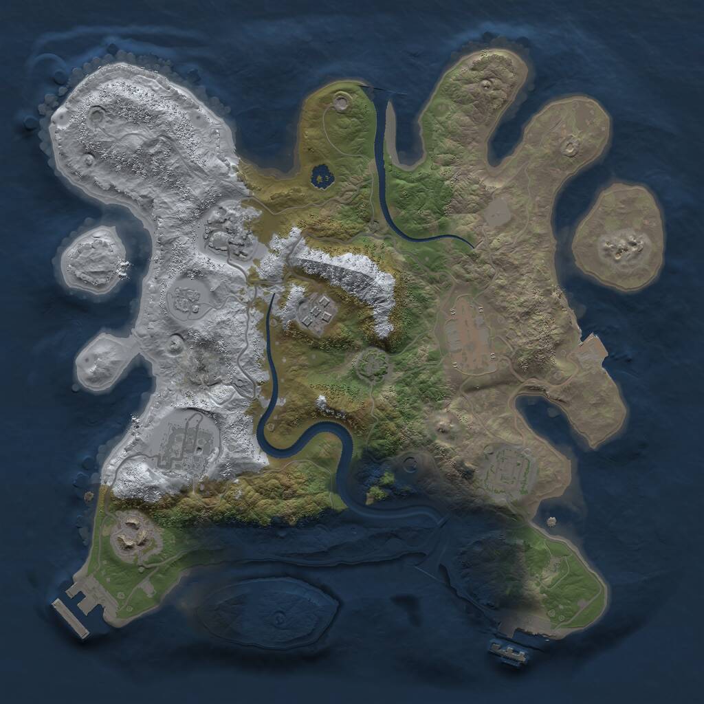 Rust Map: Procedural Map, Size: 3000, Seed: 1643115410, 12 Monuments