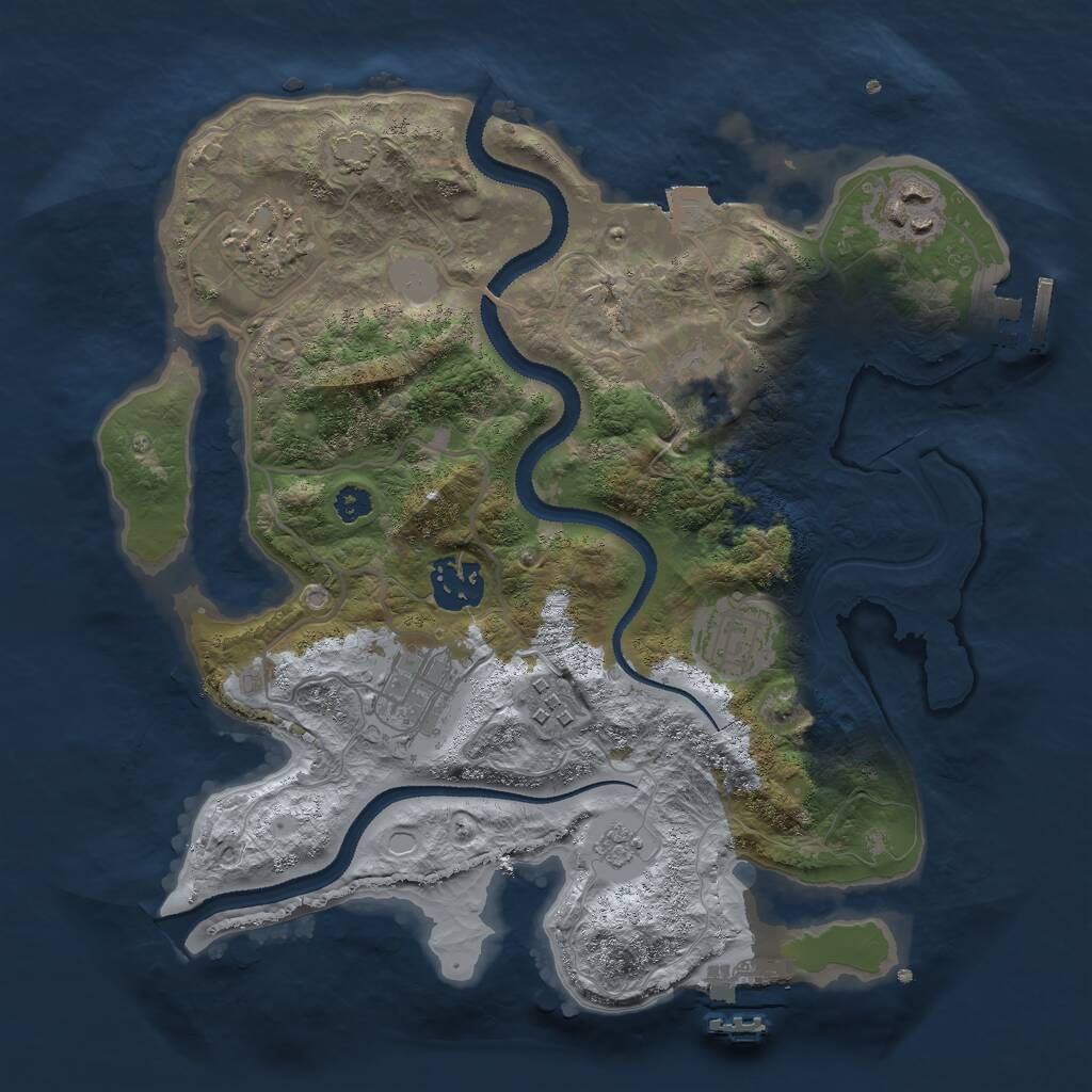 Rust Map: Procedural Map, Size: 3000, Seed: 69665, 13 Monuments