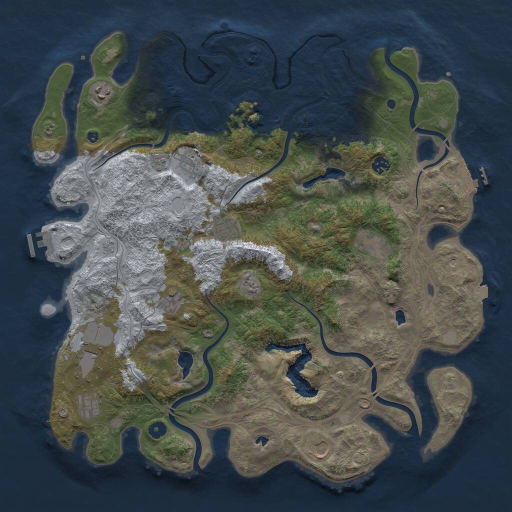Rust Map: Procedural Map, Size: 4500, Seed: 1135521624, 16 Monuments