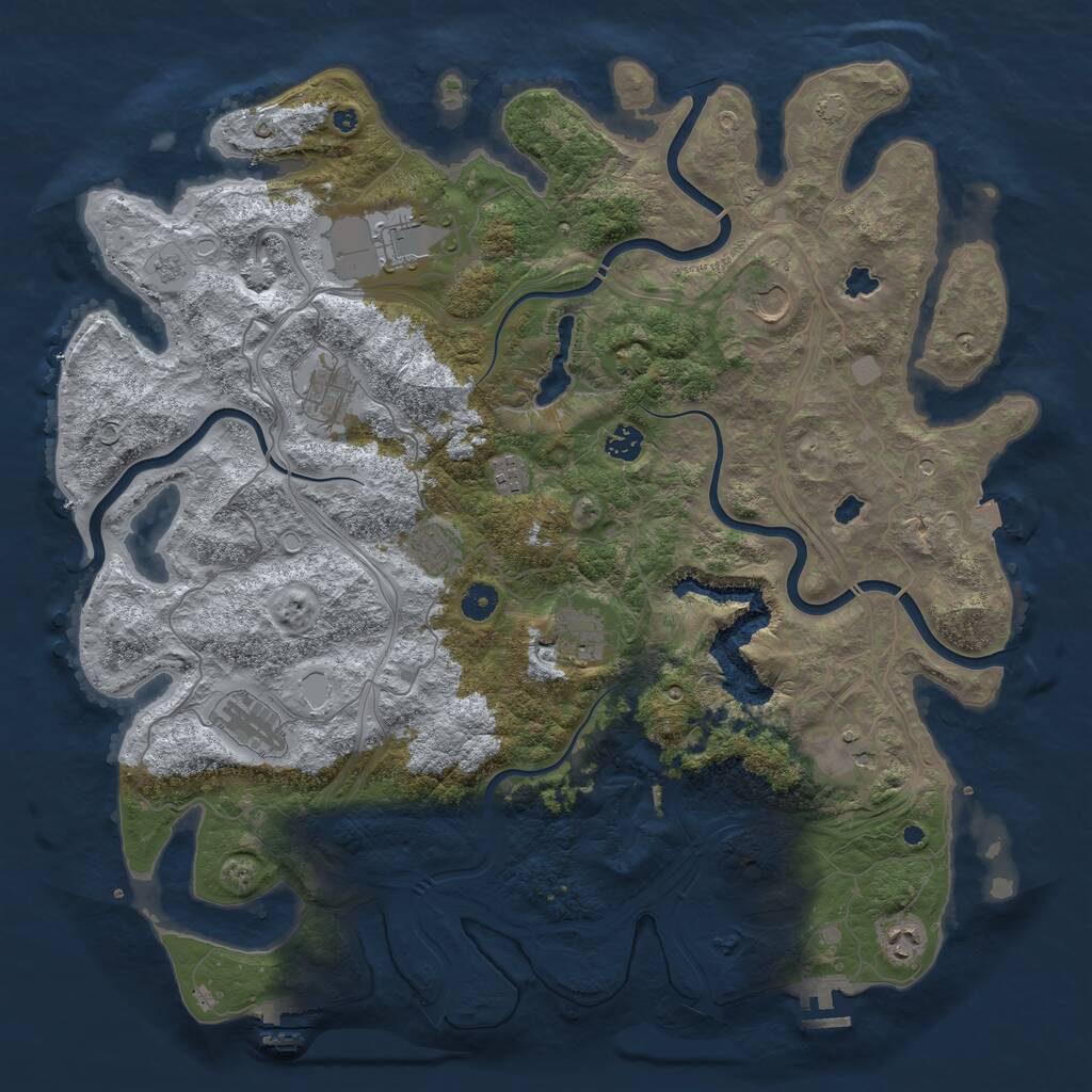 Rust Map: Procedural Map, Size: 4500, Seed: 1182358993, 16 Monuments