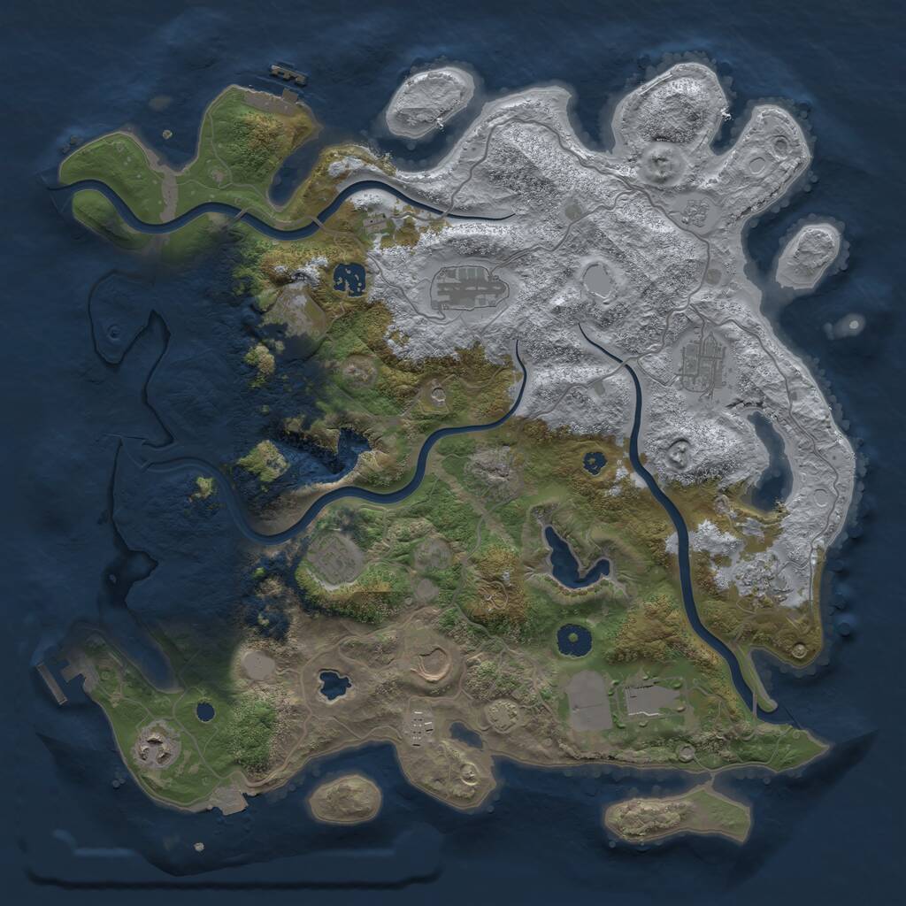Rust Map: Procedural Map, Size: 4000, Seed: 1861603572, 16 Monuments
