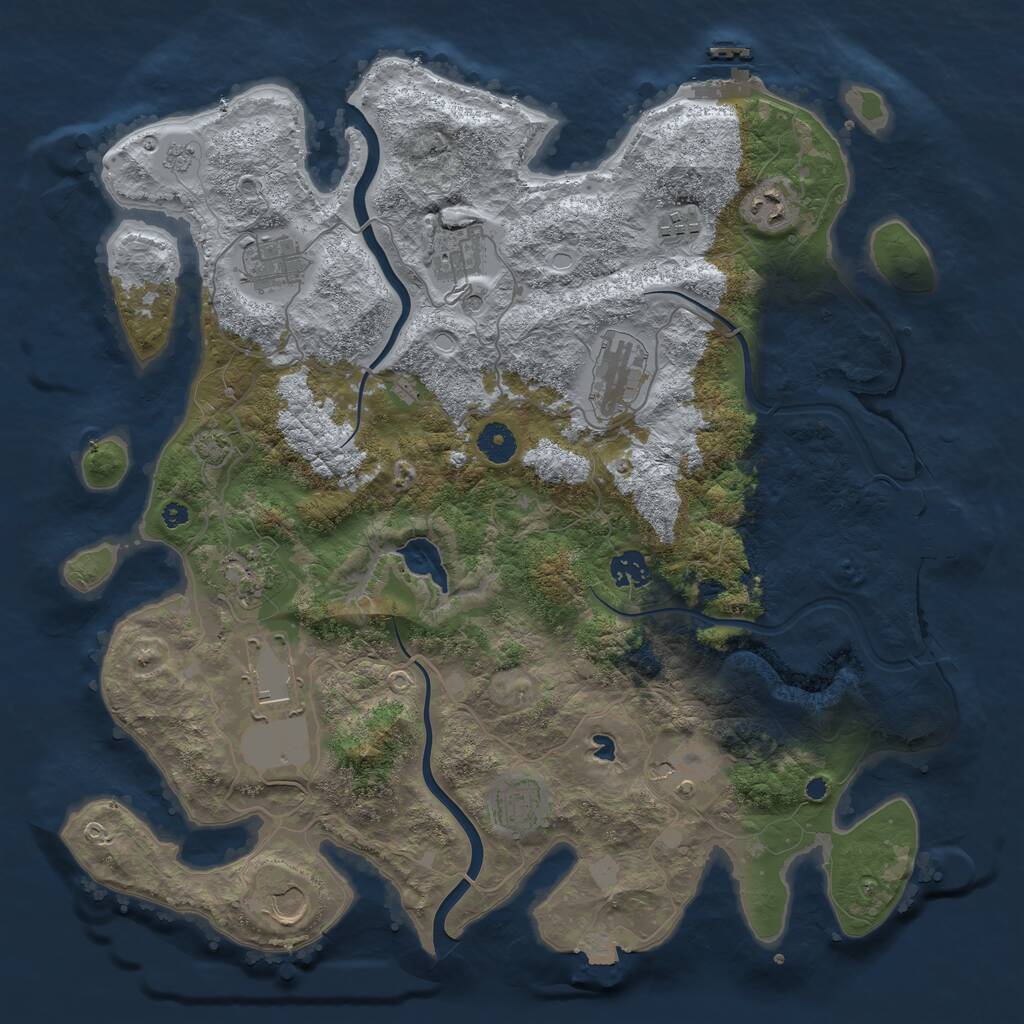 Rust Map: Procedural Map, Size: 4000, Seed: 875819854, 17 Monuments