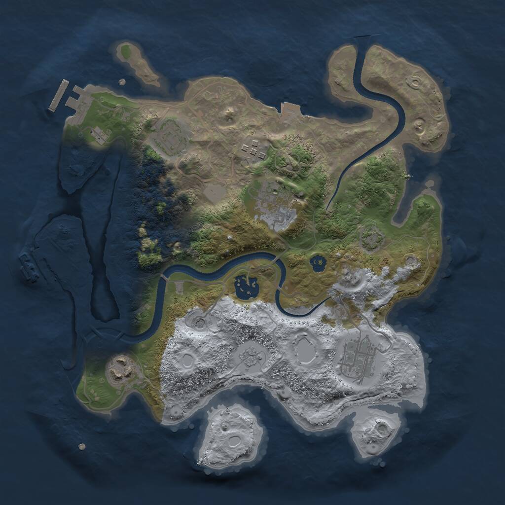 Rust Map: Procedural Map, Size: 3000, Seed: 433563, 12 Monuments