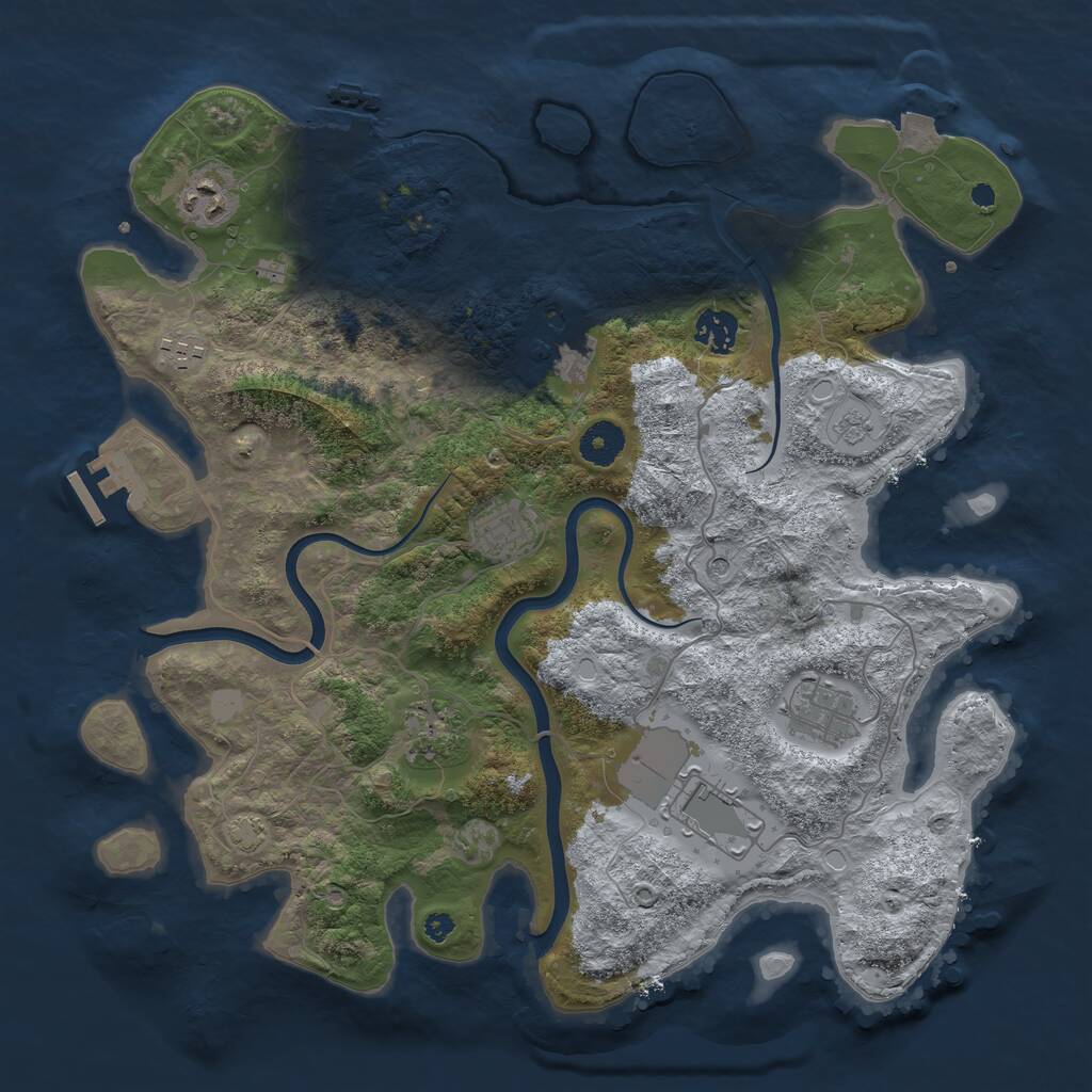 Rust Map: Procedural Map, Size: 3750, Seed: 124167791, 14 Monuments