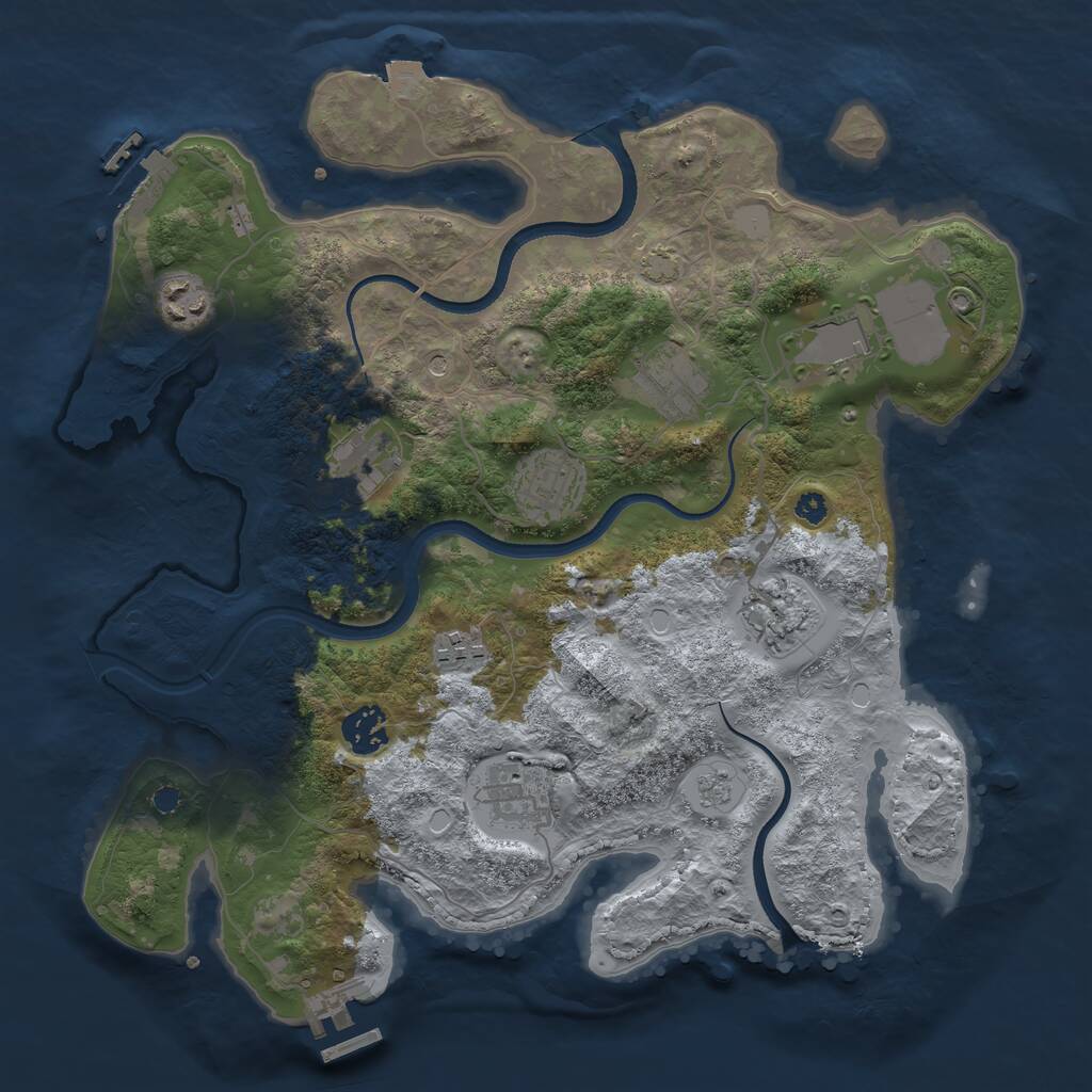 Rust Map: Procedural Map, Size: 3500, Seed: 1638099255, 15 Monuments