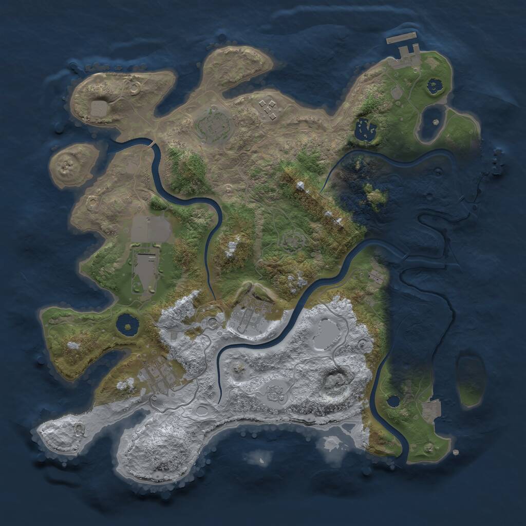 Rust Map: Procedural Map, Size: 3500, Seed: 1929778269, 12 Monuments