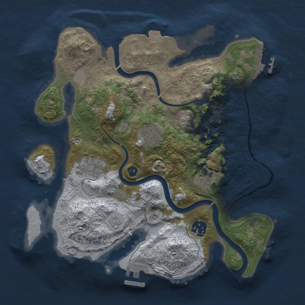 Rust Map: Procedural Map, Size: 3000, Seed: 917909956, 11 Monuments