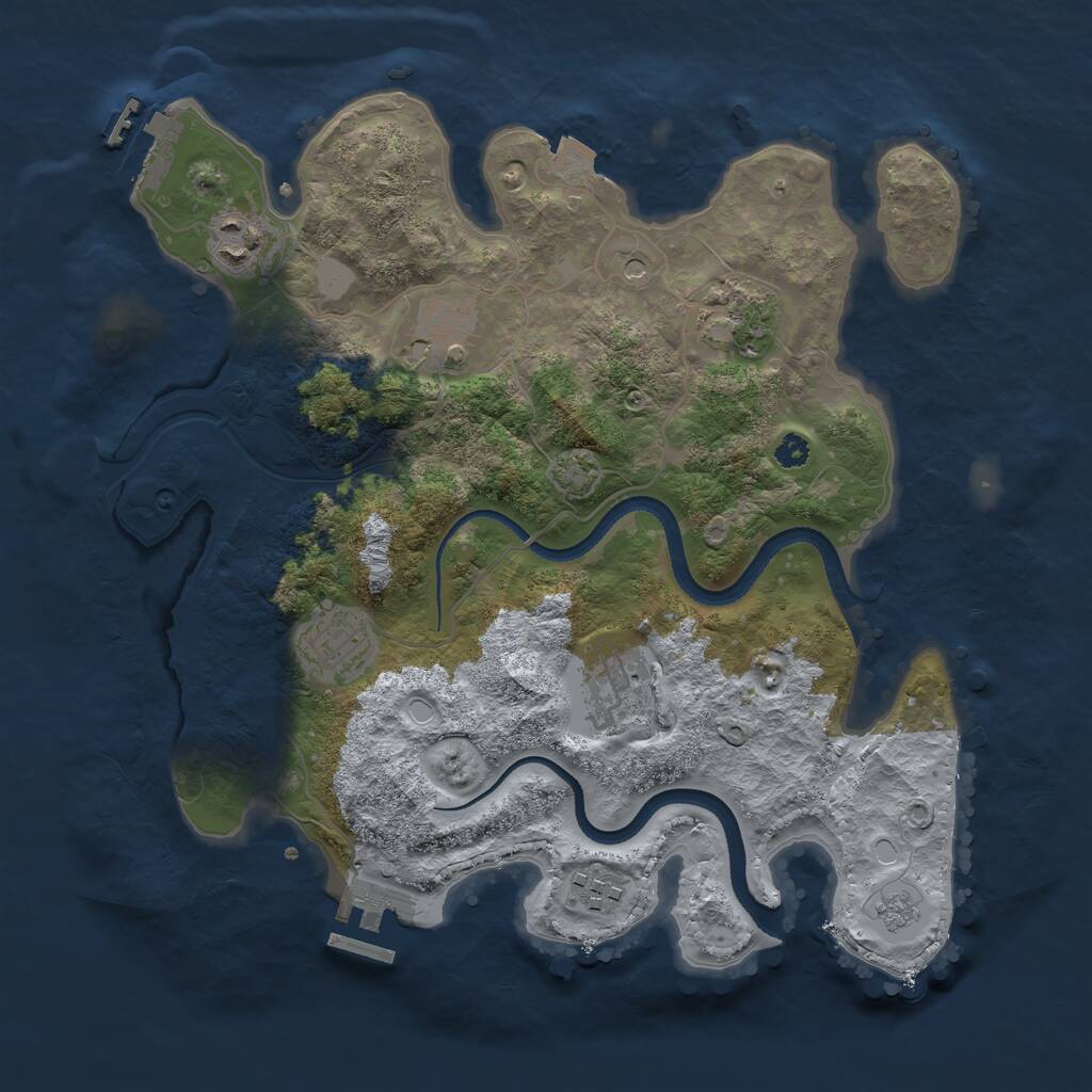 Rust Map: Procedural Map, Size: 3250, Seed: 901794072, 12 Monuments