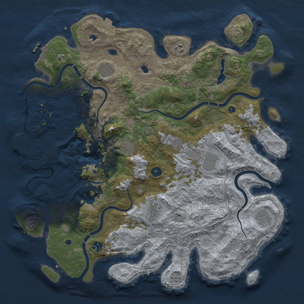 Rust Map: Procedural Map, Size: 4500, Seed: 17752, 16 Monuments