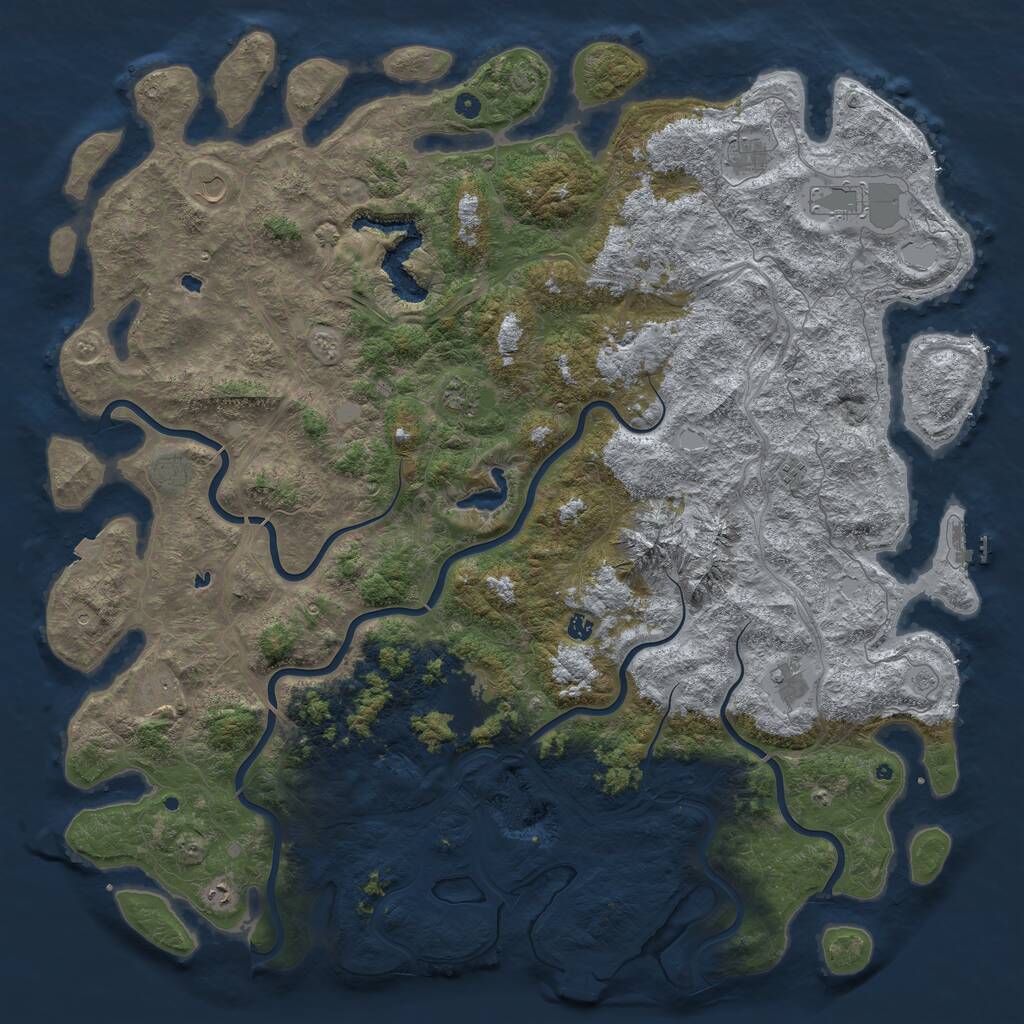 Rust Map: Procedural Map, Size: 6000, Seed: 805273641, 17 Monuments