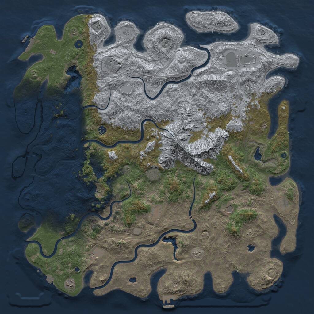 Rust Map: Procedural Map, Size: 5600, Seed: 286188332, 17 Monuments