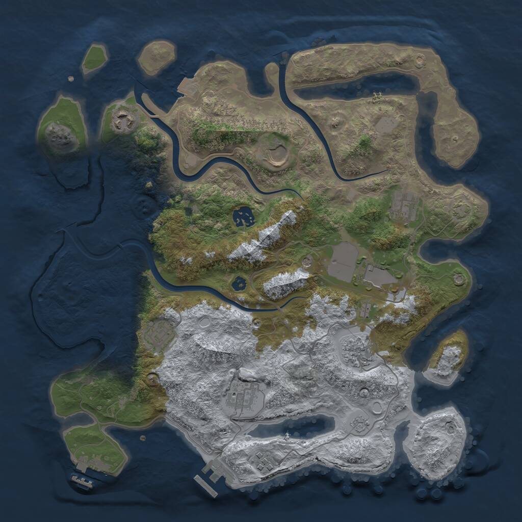 Rust Map: Procedural Map, Size: 3650, Seed: 2002114593, 15 Monuments