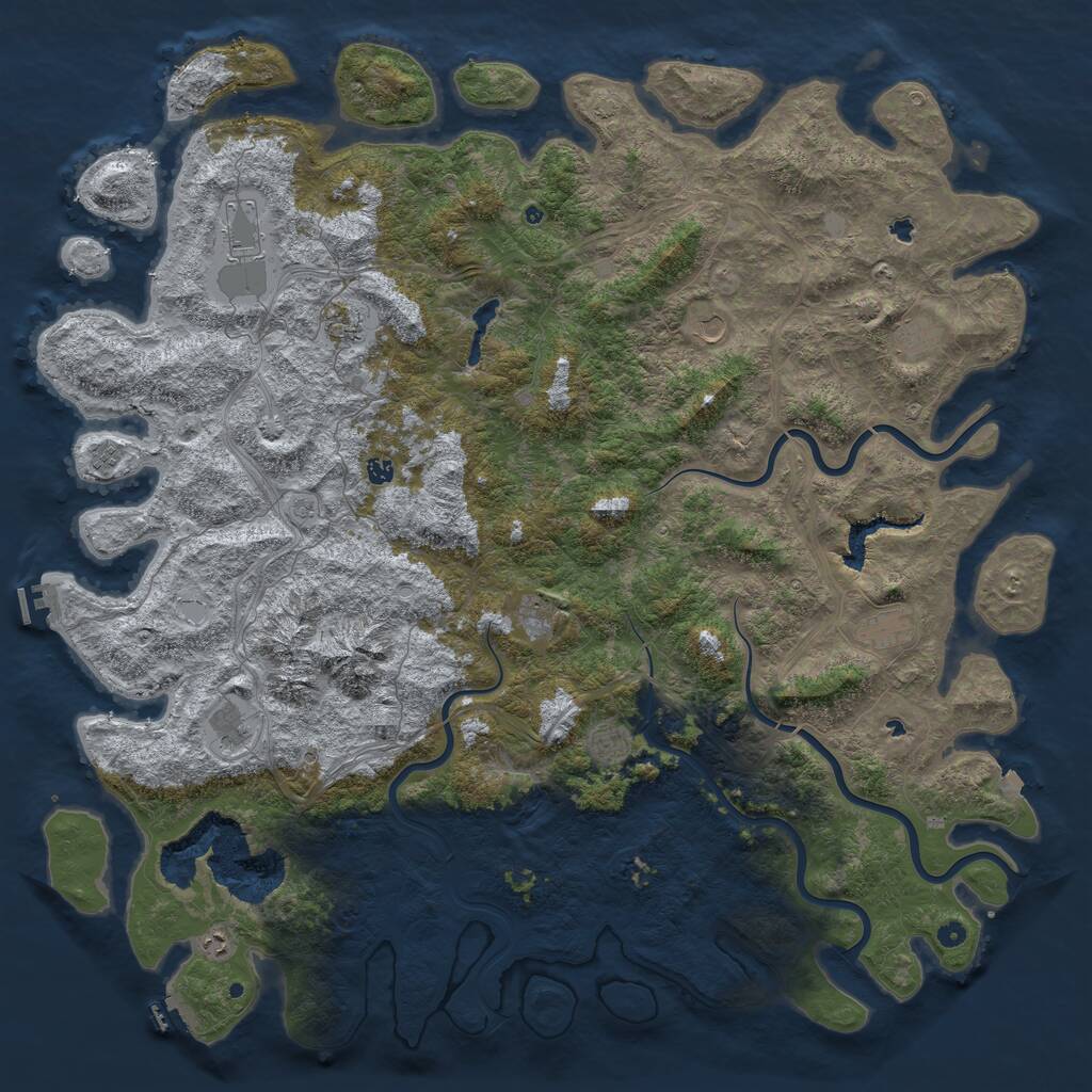 Rust Map: Procedural Map, Size: 6000, Seed: 1213726189, 17 Monuments