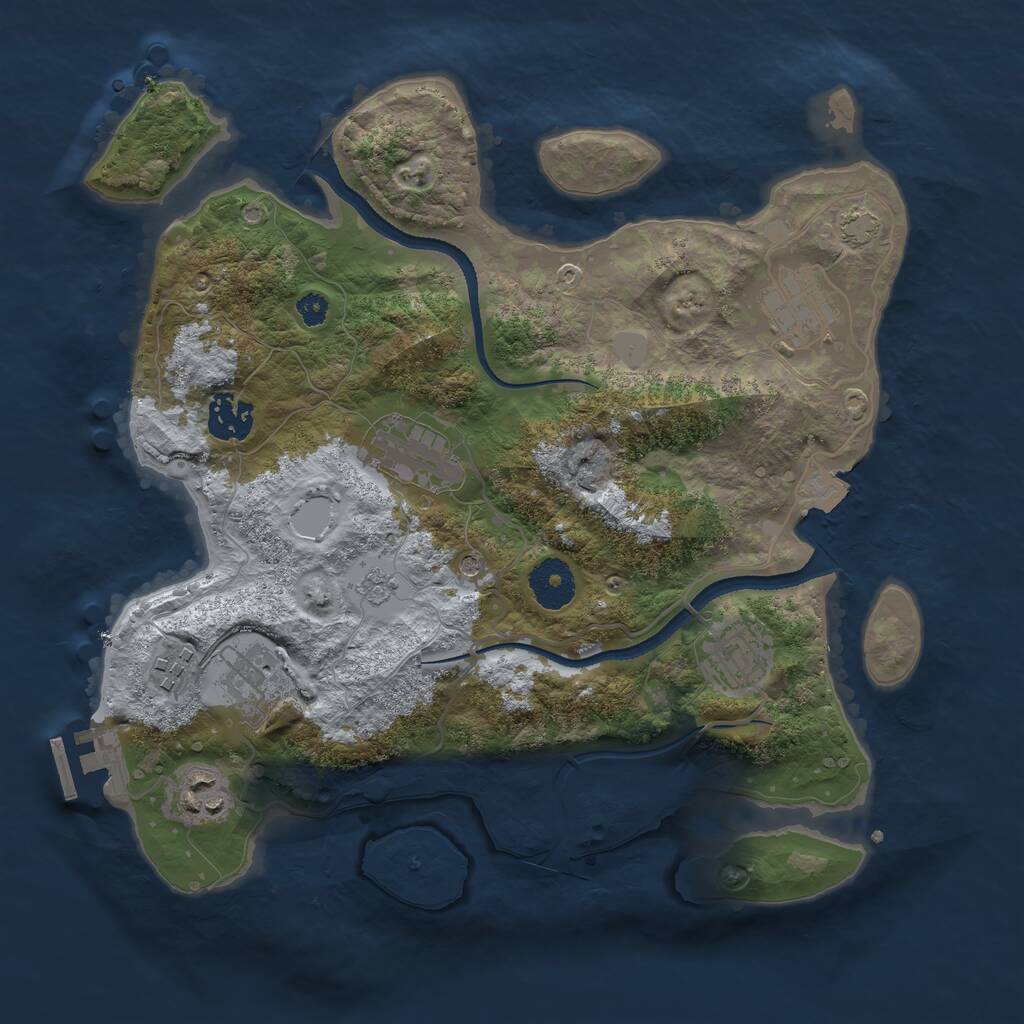 Rust Map: Procedural Map, Size: 3250, Seed: 2126828520, 12 Monuments