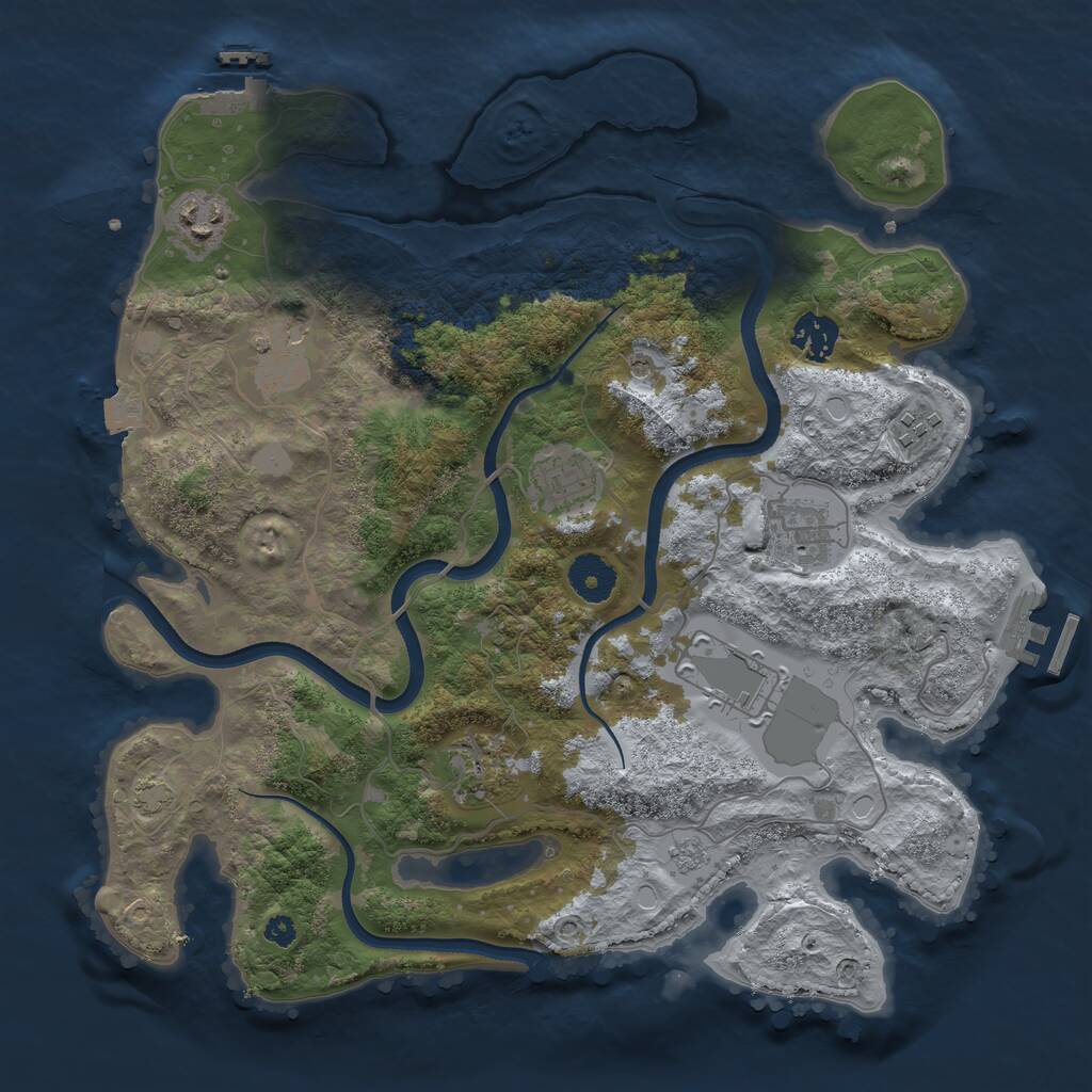 Rust Map: Procedural Map, Size: 3500, Seed: 518298696, 14 Monuments