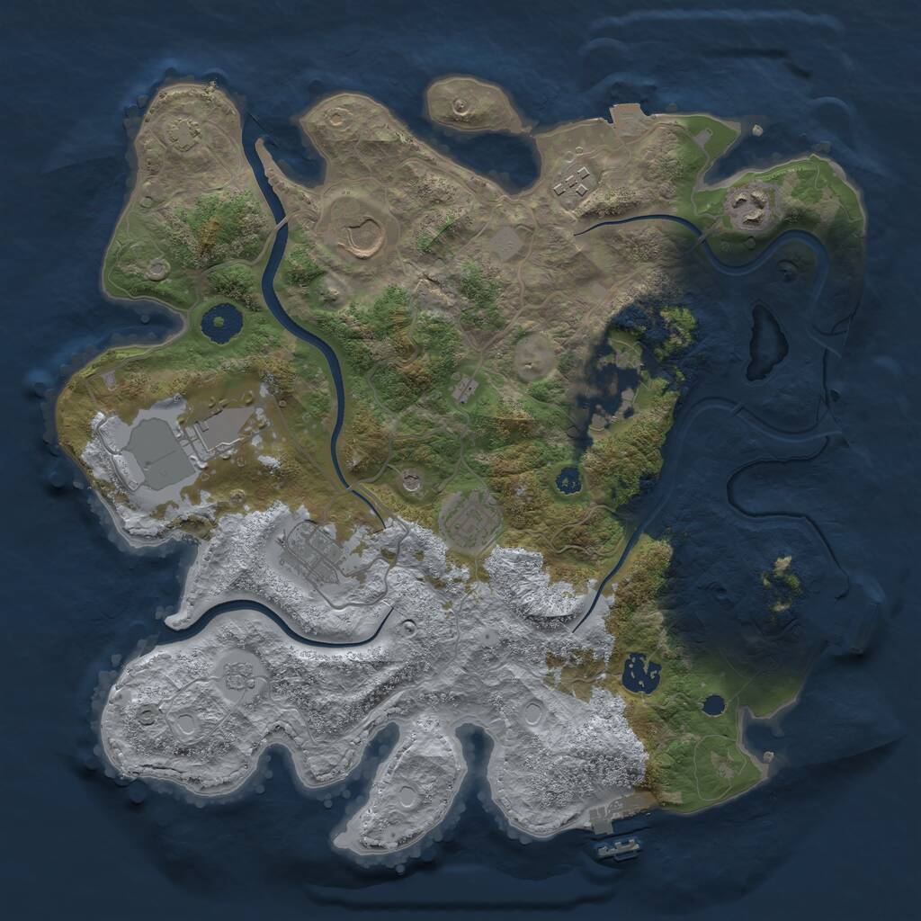 Rust Map: Procedural Map, Size: 3500, Seed: 26337, 14 Monuments