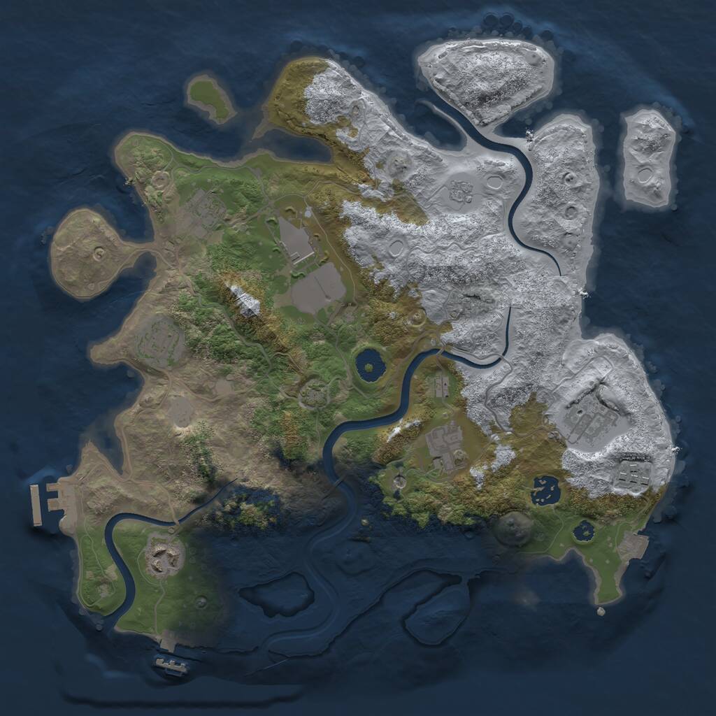Rust Map: Procedural Map, Size: 3500, Seed: 757550095, 14 Monuments
