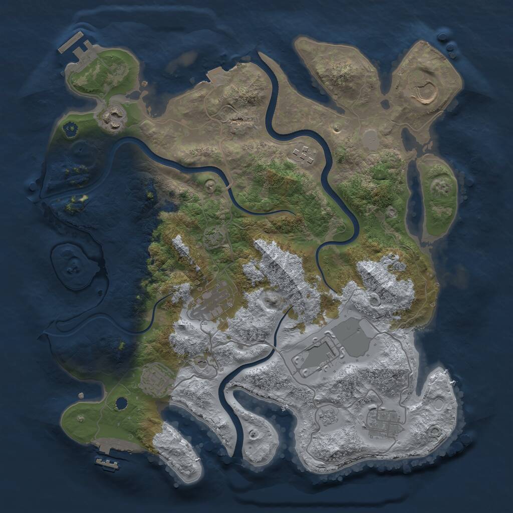 Rust Map: Procedural Map, Size: 3500, Seed: 420381663, 13 Monuments