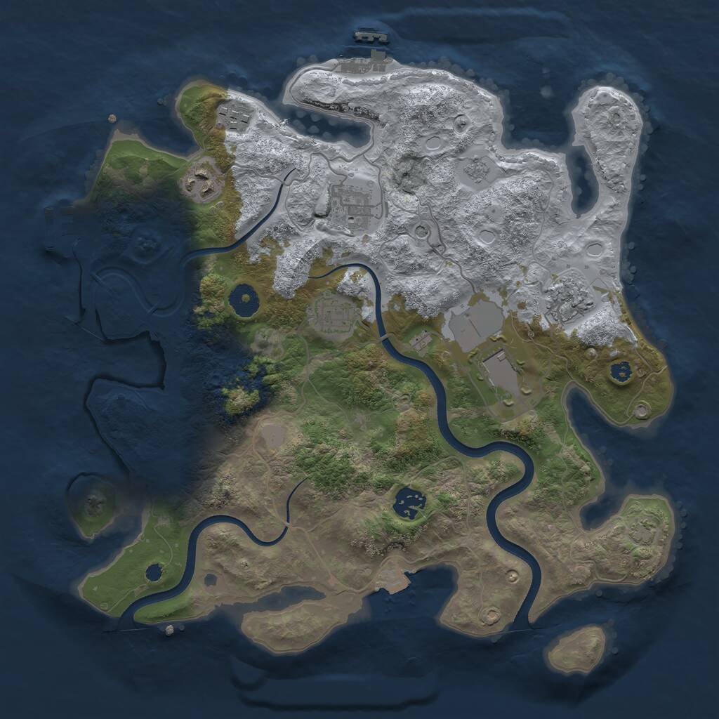 Rust Map: Procedural Map, Size: 3500, Seed: 382608373, 13 Monuments