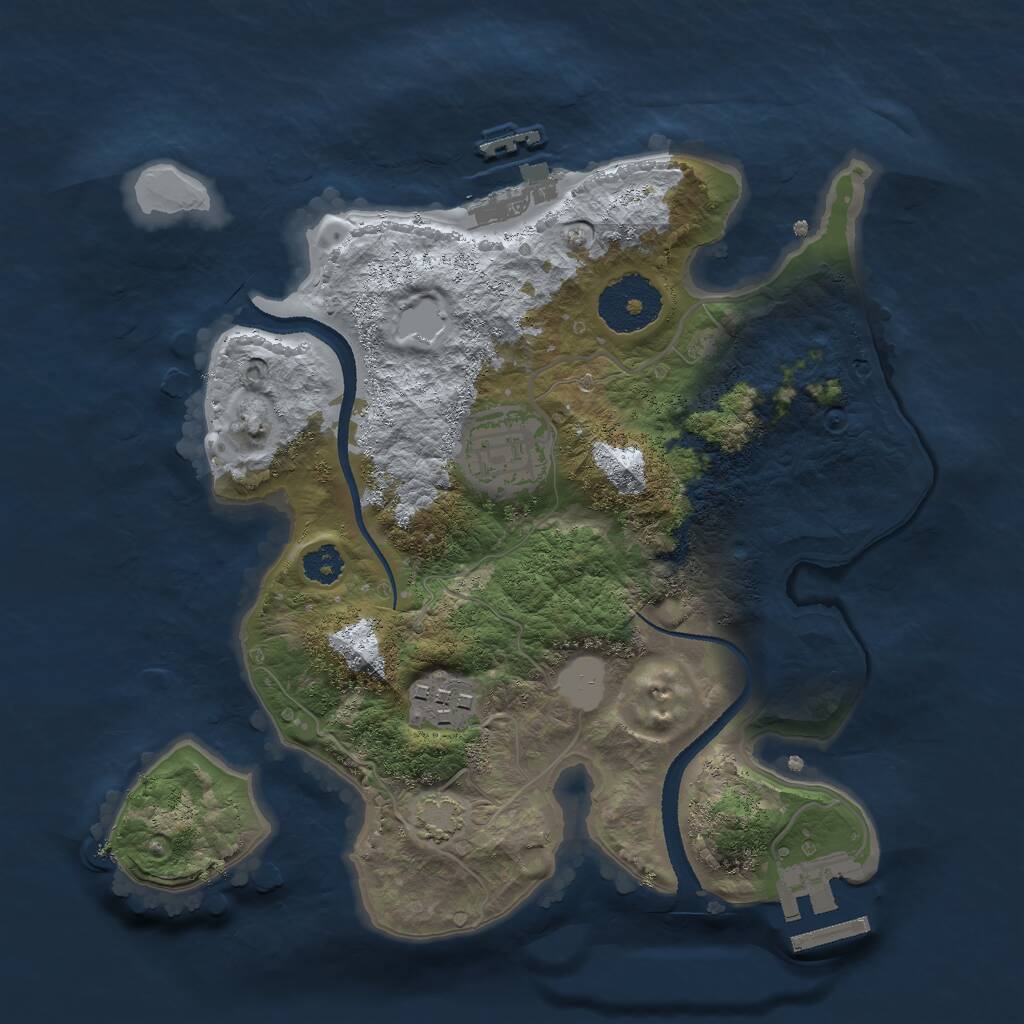 Rust Map: Procedural Map, Size: 2600, Seed: 1437230688, 6 Monuments