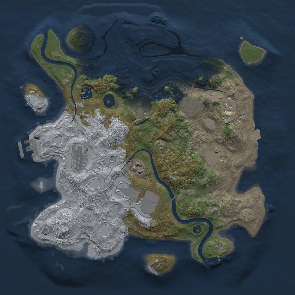 Rust Map: Procedural Map, Size: 3500, Seed: 1944493095, 14 Monuments