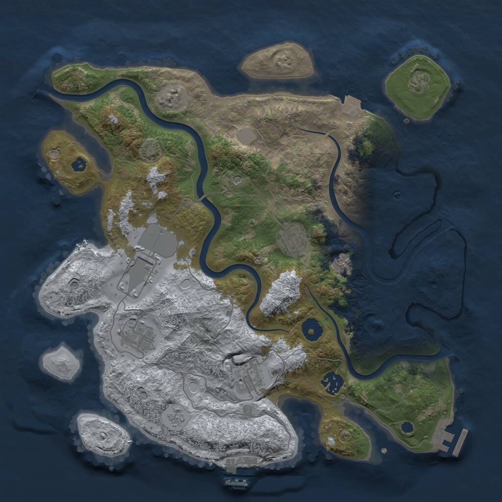 Rust Map: Procedural Map, Size: 3500, Seed: 1578109048, 12 Monuments