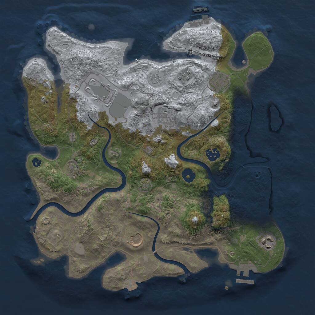 Rust Map: Procedural Map, Size: 3500, Seed: 1621579776, 14 Monuments