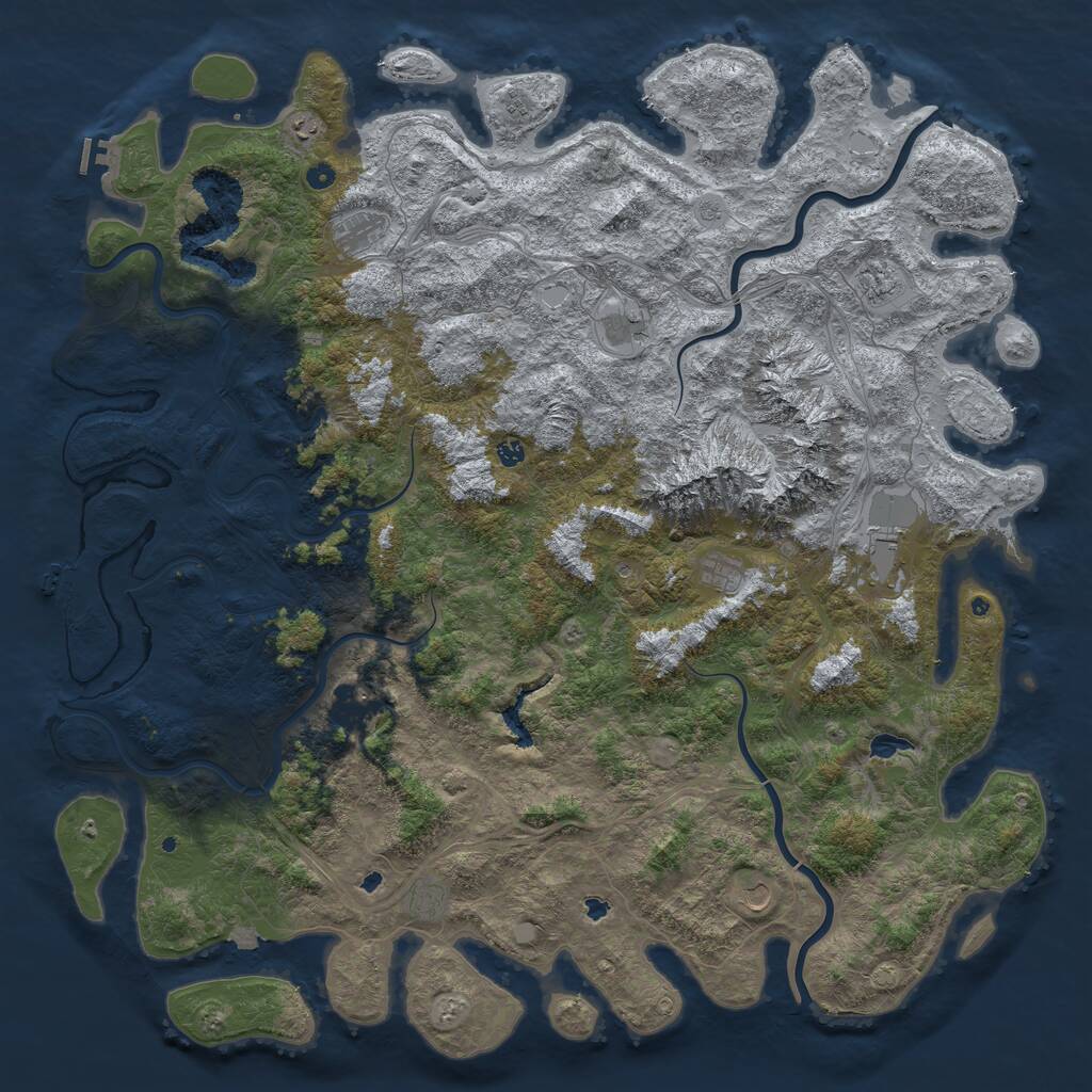 Rust Map: Procedural Map, Size: 6000, Seed: 483257, 17 Monuments