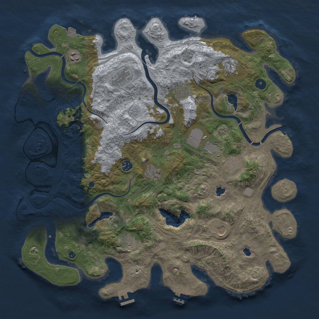 Rust Map: Procedural Map, Size: 4500, Seed: 1075607710, 17 Monuments