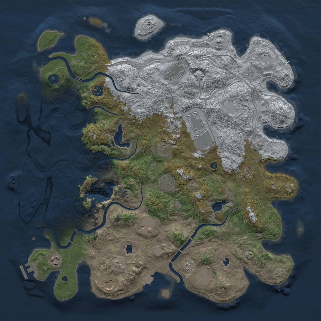 Rust Map: Procedural Map, Size: 4500, Seed: 749806100, 17 Monuments