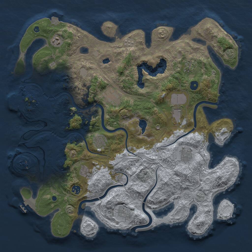 Rust Map: Procedural Map, Size: 4250, Seed: 1709798514, 16 Monuments