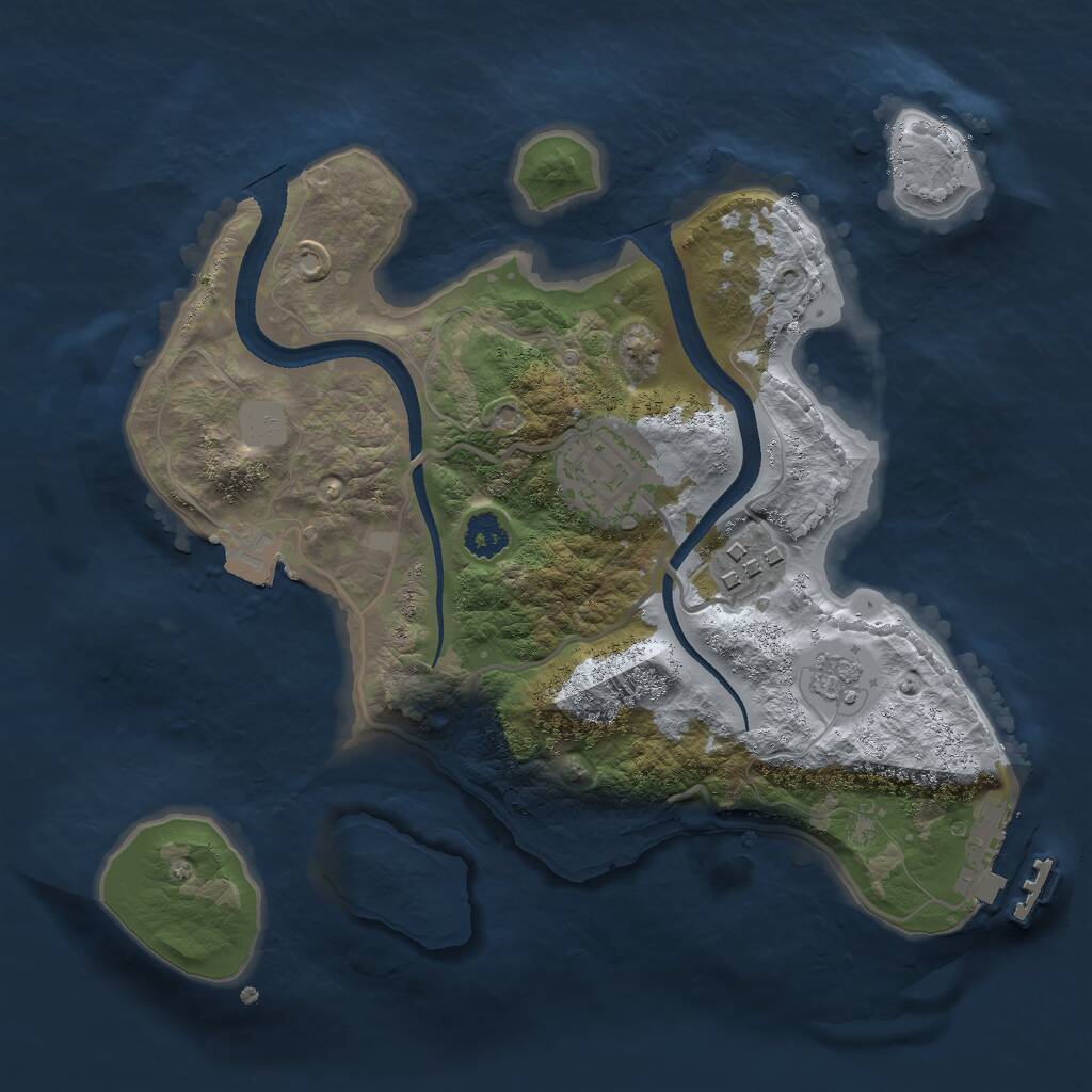 Rust Map: Procedural Map, Size: 2500, Seed: 2112851226, 5 Monuments