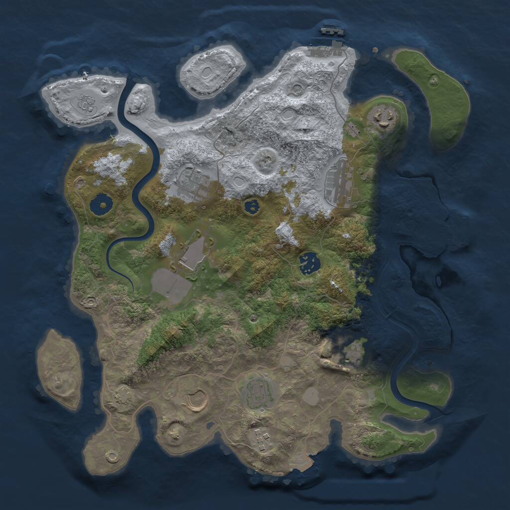 Rust Map: Procedural Map, Size: 3500, Seed: 666766489, 15 Monuments