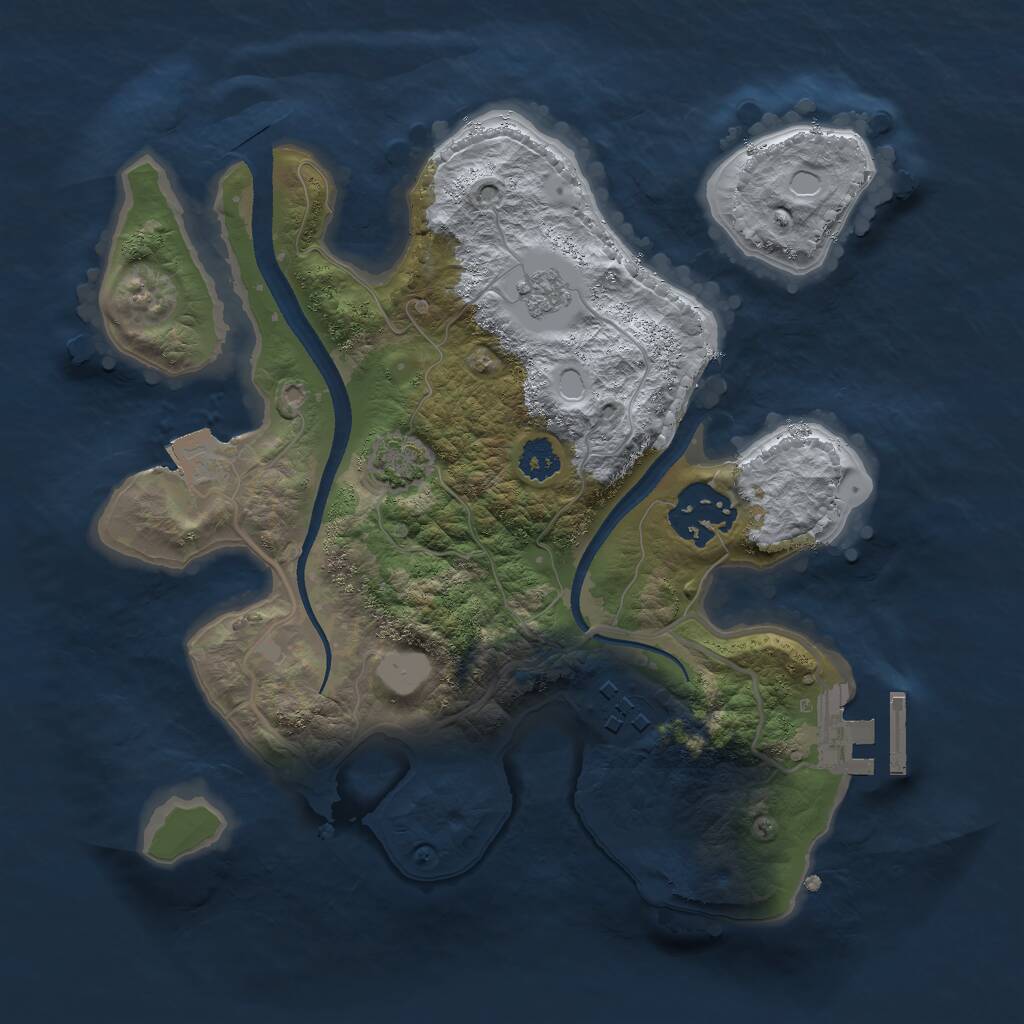 Rust Map: Procedural Map, Size: 2500, Seed: 158733688, 6 Monuments