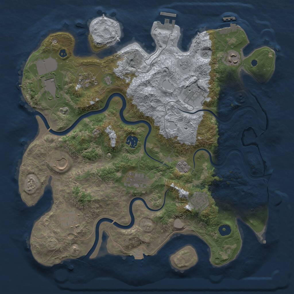 Rust Map: Procedural Map, Size: 3700, Seed: 492591866, 16 Monuments