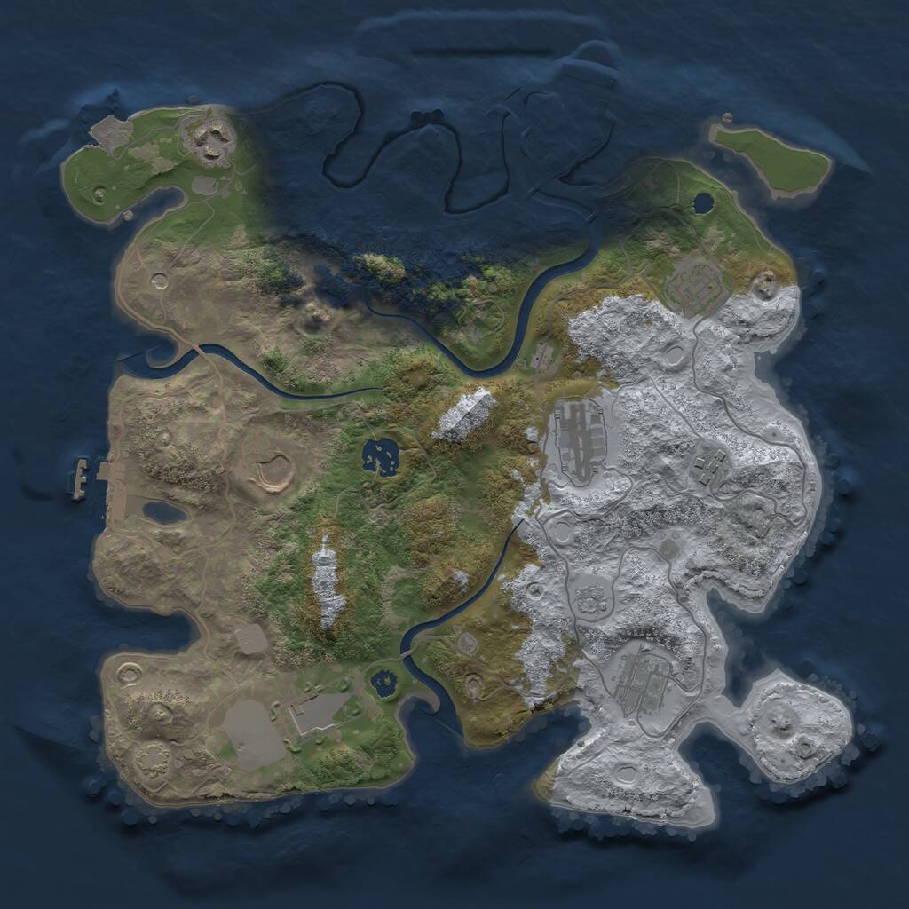 Rust Map: Procedural Map, Size: 3500, Seed: 1858164409, 14 Monuments